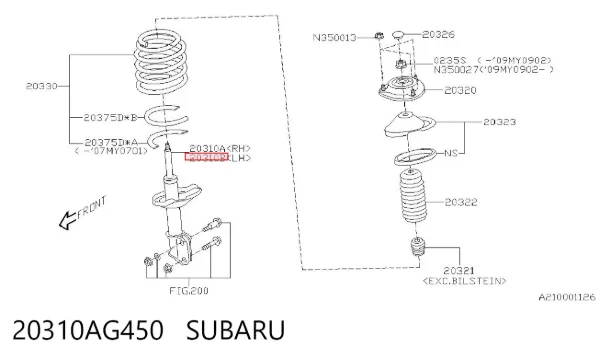 Амортизатор передний левый 20310AG450 Subaru