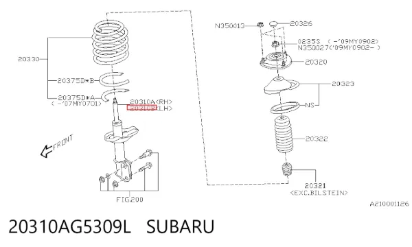Амортизатор передний левый 20310AG5309L Subaru