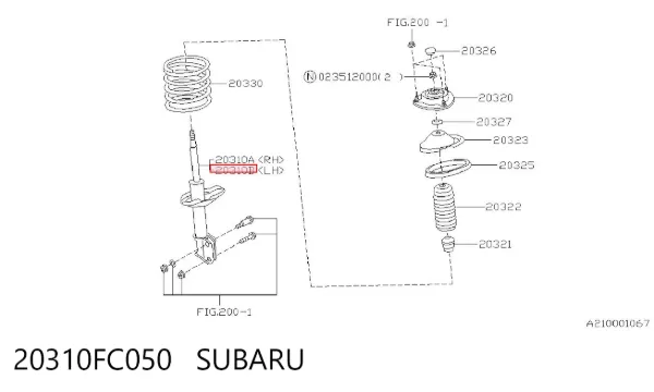 Амортизатор передний левый 20310FC050 Subaru
