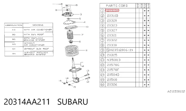 Амортизатор передний Subaru Legacy I