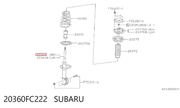 Амортизатор задний правый 20360FC222 Subaru