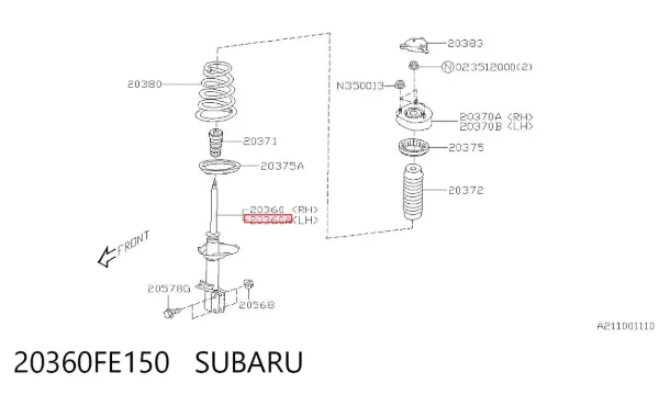 Амортизатор задний левый 20360FE150 Subaru