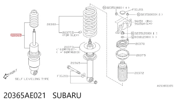 Амортизатор задний 20365AE021 Subaru