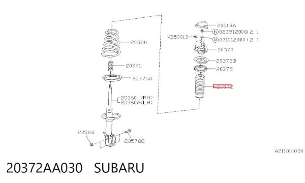 Отбойники задних амортизаторов 20372AA030 Subaru