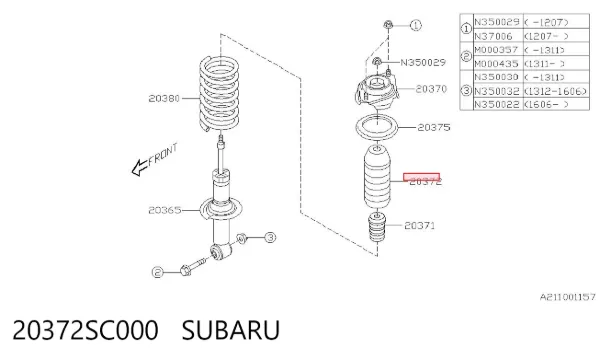 Пыльник заднего амортизатора 20372SC000 Subaru