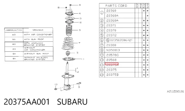 Проставка задней нижней пружины 20375AA001 Subaru