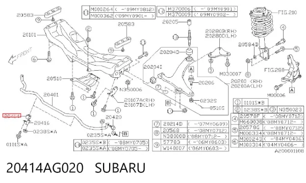 Втулка стабилизатора переднего 20414AG020 Subaru