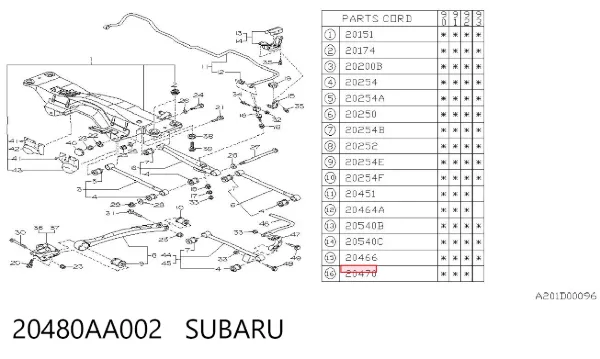 Стойка заднего стабилизатора 20480AA002 Subaru