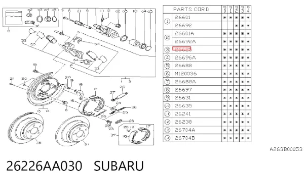  26226AA030 Subaru