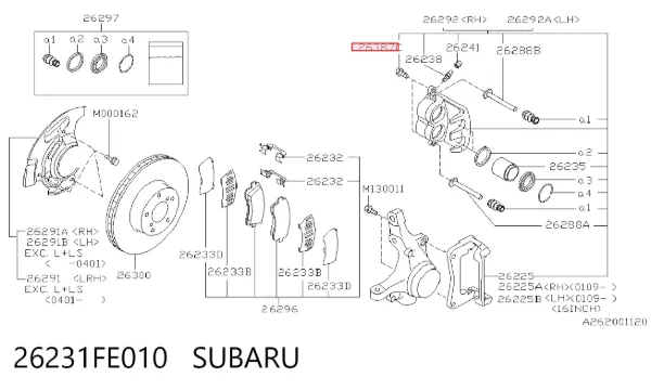 Болт тормозного суппорта 26231FE010 Subaru