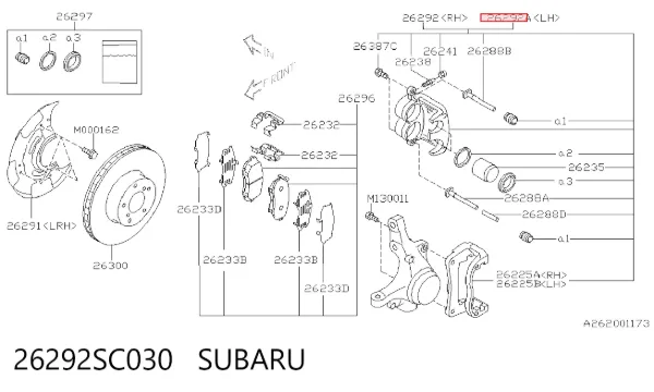 Суппорт тормозной передний левый 26292SC030 Subaru