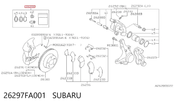 Ремкомплект переднего суппорта 26297FA001 Subaru