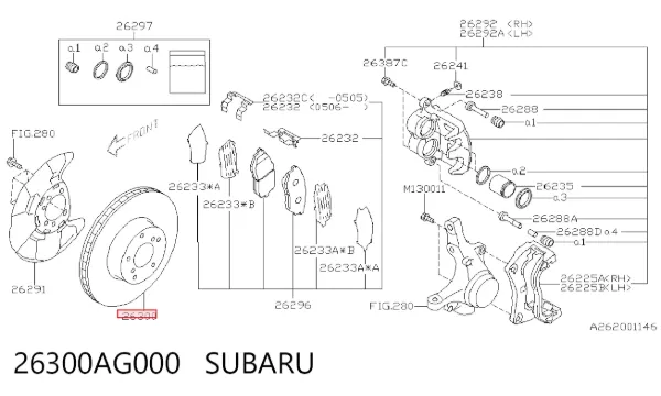 Передние тормозные диски 26300AG000 Subaru