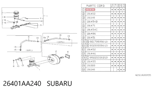 Главный тормозной цилиндр 26401AA240 Subaru