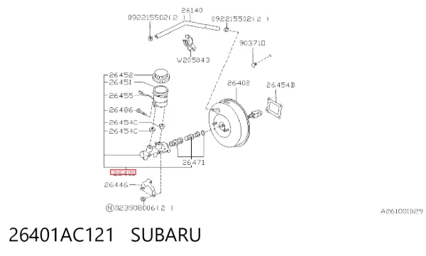 Главный тормозной цилиндр 26401AC121 Subaru