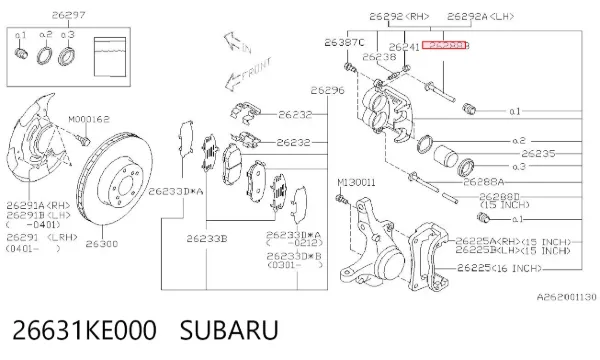 Направляющая суппорта переднего верхняя 26631KE000 Subaru