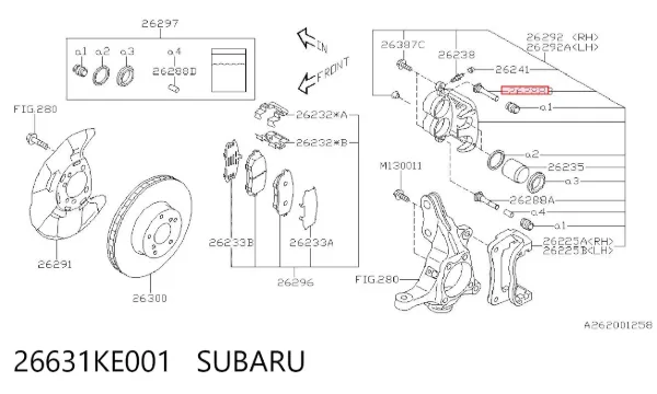 Ремкомплект переднего суппорта 26631KE001 Subaru