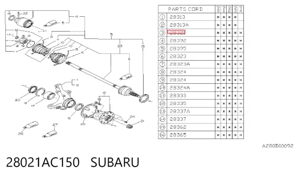 ШРУС наружный передний 28021AC150 Subaru