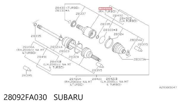 ШРУС внутренний задний 28092FA030 Subaru