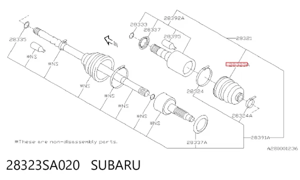 Пыльник ШРУСа внутренний 28323SA020 Subaru