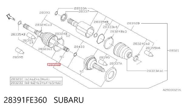 ШРУС наружный передний 28391FE360 Subaru