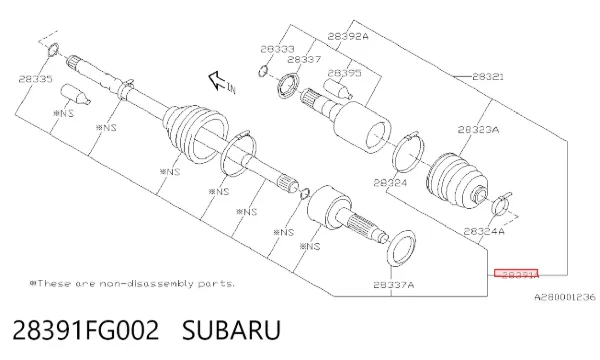 ШРУС внутренний 28391FG002 Subaru