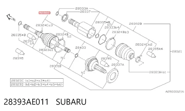 ШРУС наружный передний 28393AE011 Subaru