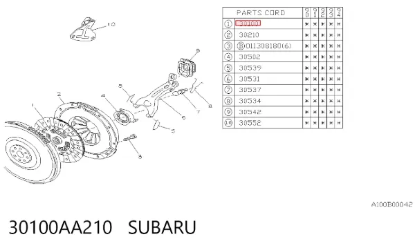 Диск сцепления 30100AA210 Subaru