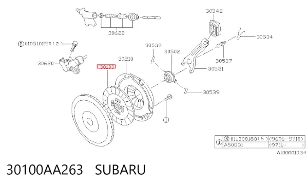 Диск сцепления 30100AA263 Subaru
