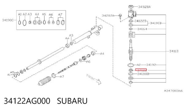Сальник вертикального вала рулевой рейки, комплект 34122AG000 Subaru