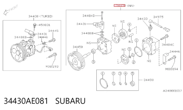 Насос ГУР 34430AE081 Subaru