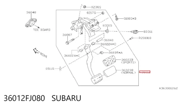 Педаль тормоза 36012FJ080 Subaru
