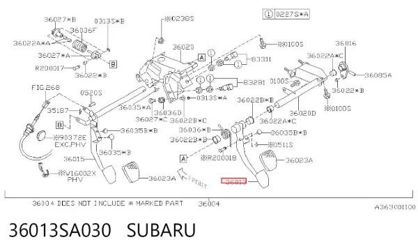Педаль тормоза 36013SA030 Subaru