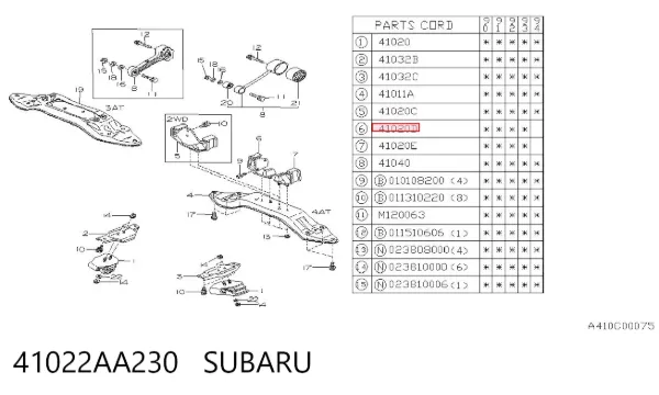 Правая подушка двигателя 41022AA230 Subaru