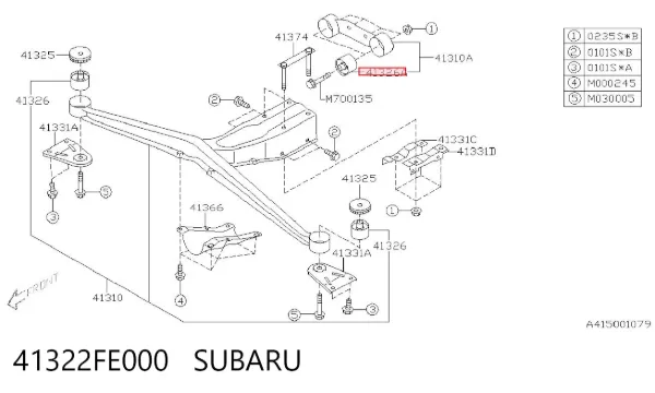Сайлентблок (подушка) редуктора заднего моста задний 41322FE000 Subaru