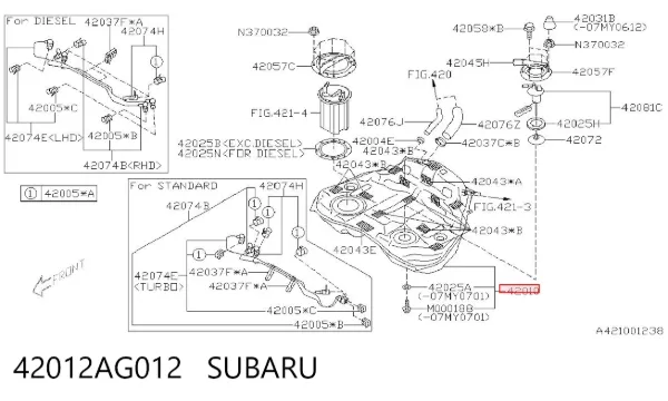 Бензобак 42012AG012 Subaru