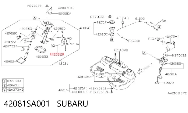 Датчик уровня топлива 42081SA001 Subaru