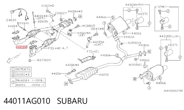 Прокладка глушителя 44011AG010 Subaru