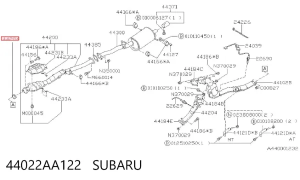 Кольцо приемной трубы глушителя 44022AA122 Subaru