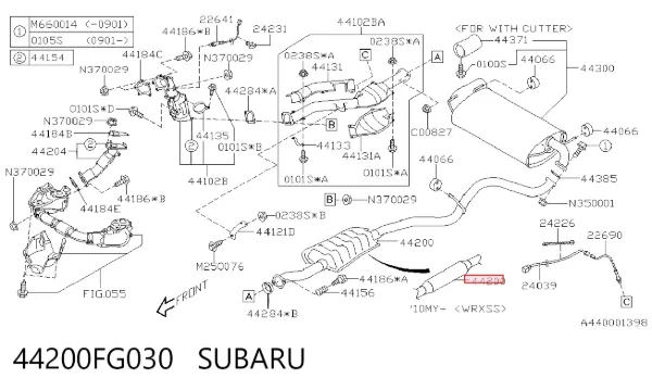 Центральная часть глушителя 44200FG030 Subaru