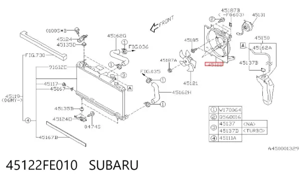 Диффузор радиатора 45122FE010 Subaru