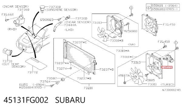 Мотор вентилятора системы охлаждения 45131FG002 Subaru