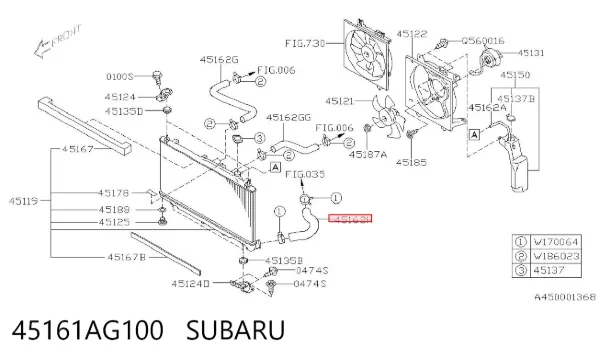 Нижний шлаг радиатора охлаждения 45161AG100 Subaru