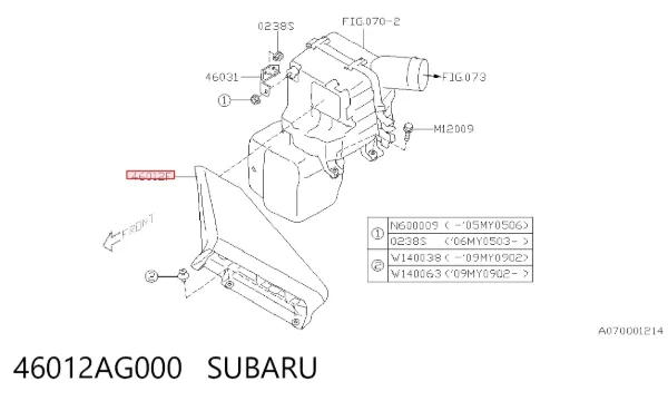Воздухозаборник воздушного фильтра Subaru Outback III