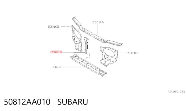 Суппорт радиатора вертикальный (монтажная панель крепления фар) 50812AA010 Subaru