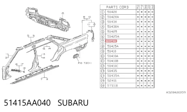 Порог внешний правый 51415AA040 Subaru