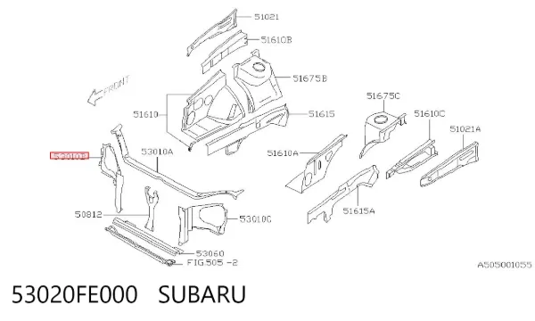 Суппорт радиатора правый (монтажная панель крепления фар) 53020FE000 Subaru
