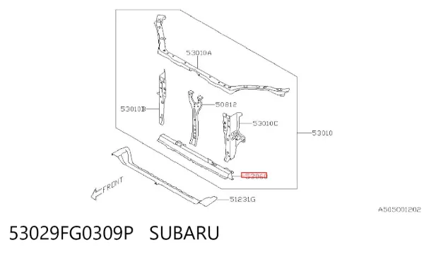 Суппорт радиатора нижний 53029FG0309P Subaru