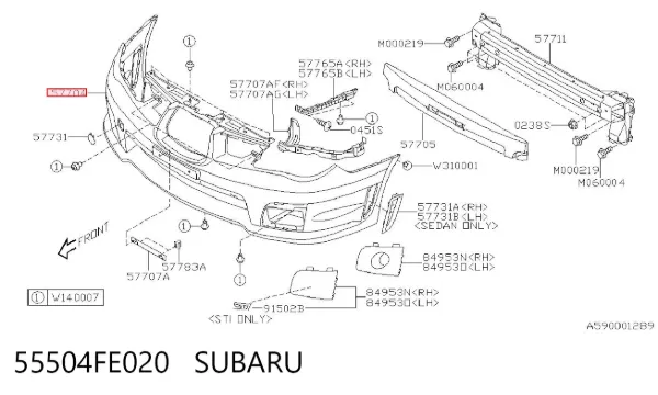 Передний бампер 55504FE020 Subaru