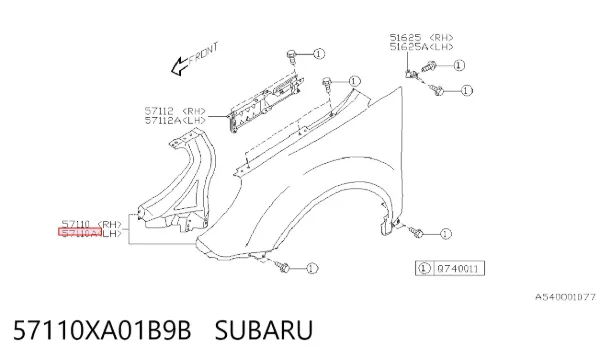 Крыло переднее левое 57110XA01B9B Subaru